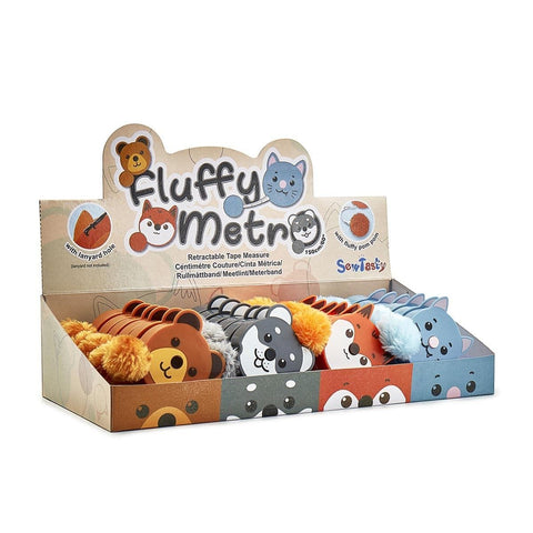 Sew Tasty Fluffy Tape Measure 24 Piece Display Kitten, Fox, Bear And Dog Fluffy Tape Measure