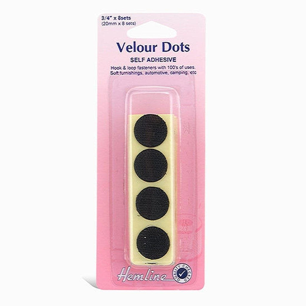 VELOUR DOTS BLK 3/4 X 8SETS 666 (20MM X 8 SETS)