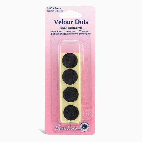 VELOUR DOTS BLK 3/4 X 8SETS 666 (20MM X 8 SETS)