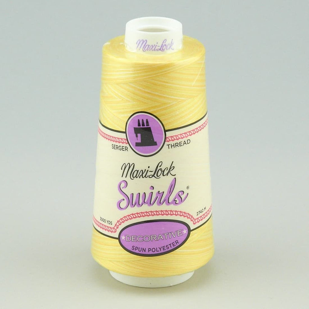 Maxi Lock Swirls Lemon Chiffon Variegated 3000 Yd Cone