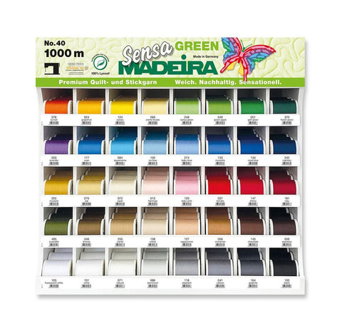 Madeira Sensa Green D1 Display 40 Colors, 40 Colors X 5 Spools Per Color=200 Spools X 1100 YD/1000m