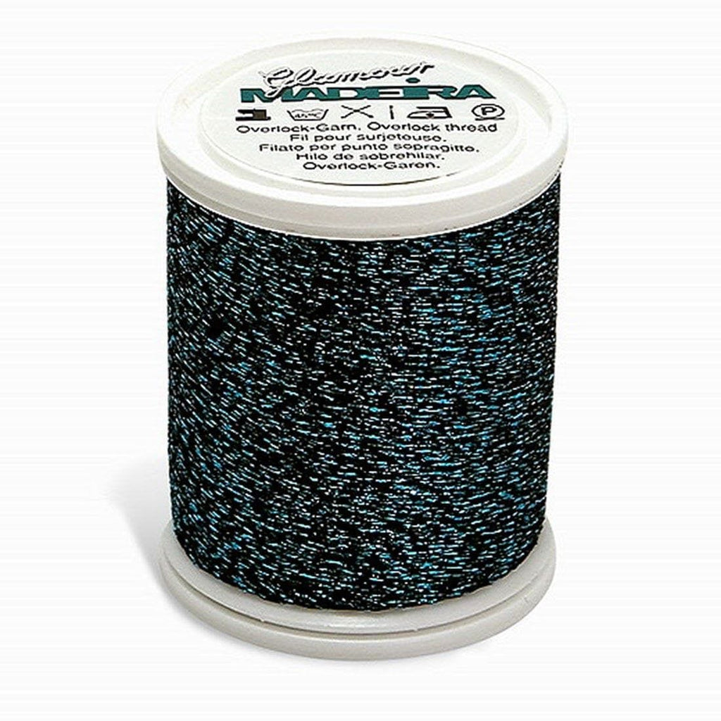 GLAMOUR NO. 8 110YD/100M MADEIRA THREAD AQUA/BLACK