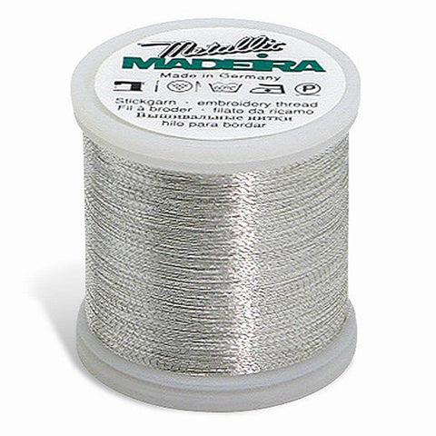 METALLIC NO. 40 SMOOTH SILVER MADEIRA THREAD 220YD/200M