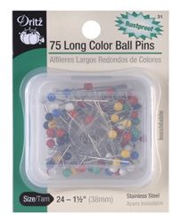 LONG COLOR BALL PINS  (75 CT)
