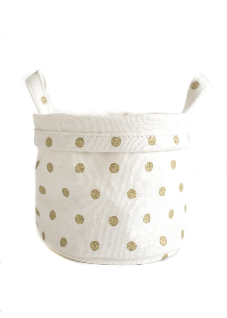 Recycled Canvas Bucket Large - Gold Dots