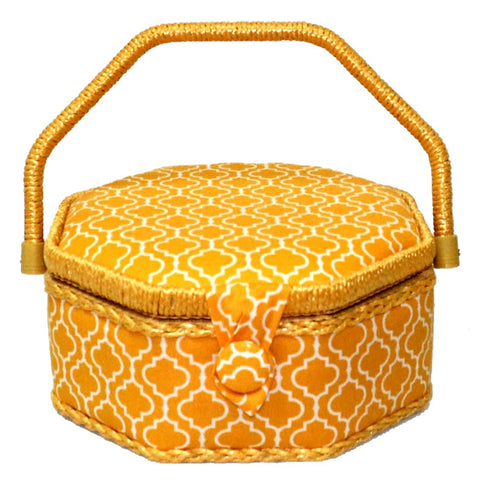Medium Yellow Octagonal Sewing Basket